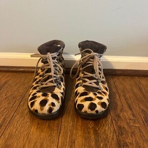 Martino Canadian Low Leopard Calf Hair Lace Up Boots